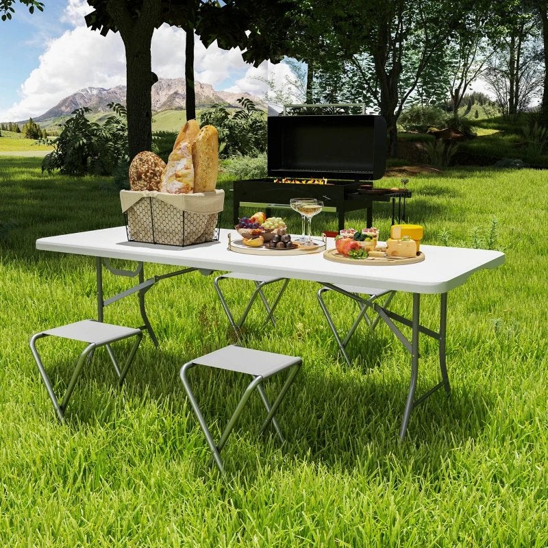 Opvouwbare Campingtafel - 180x74x74 cm - Wit NIEUW IN DOOS, Staal, Nieuw, Ophalen of Verzenden, A