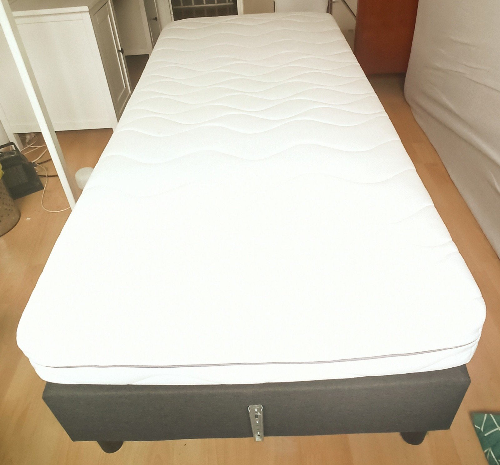 Boxspring antraciet met matras 200x90 cm - ZGAN, Ophalen, 90 cm, Eenpersoons, Zo goed als nieuw