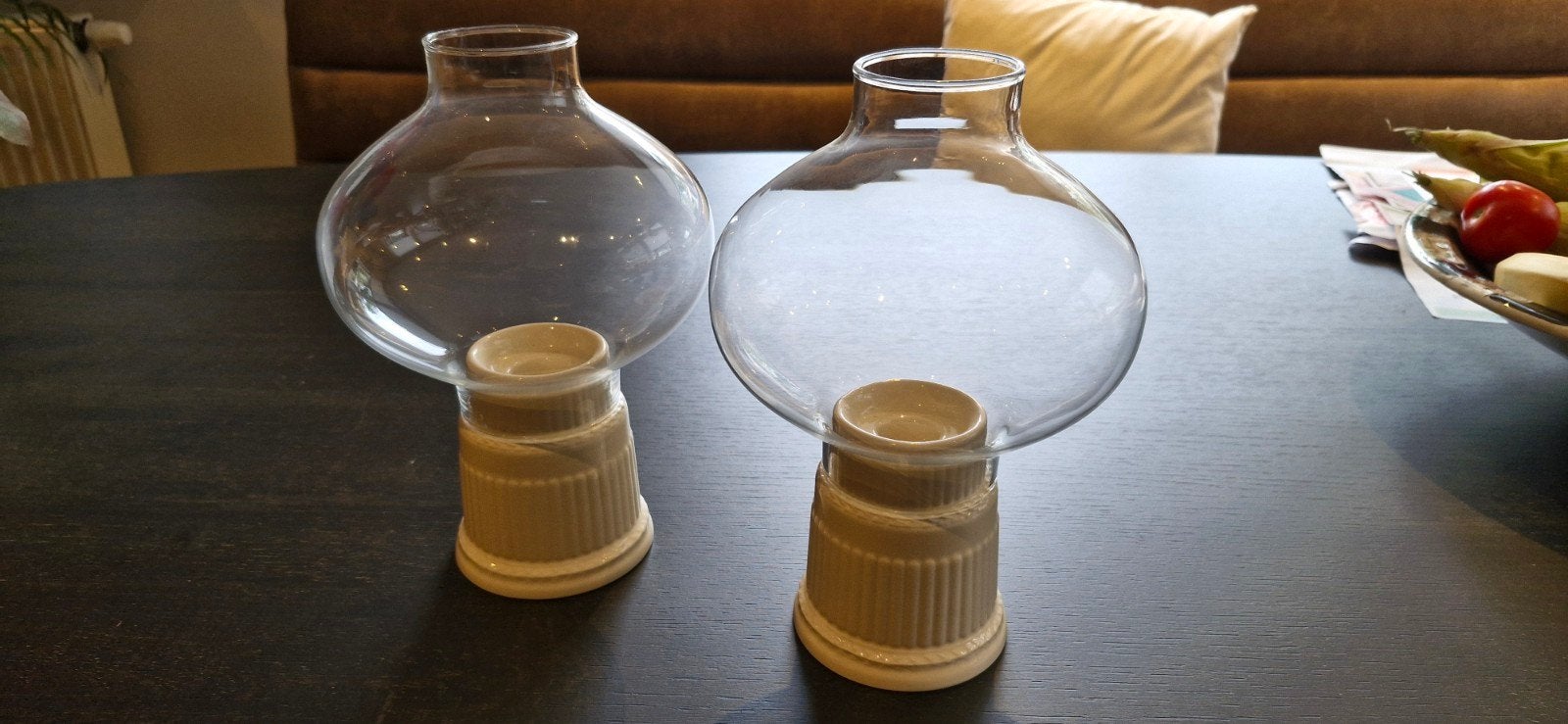 Set van 2 glazen wedgwood edme windlichten, Klassiek, Overige typen, Ophalen of Verzenden, Zo goed als nieuw