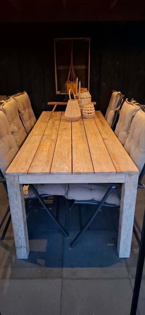 Mooie degelijke Teak houten Tafel + stoelen, Tuin en Terras, Ophalen of Verzenden, Teakhout