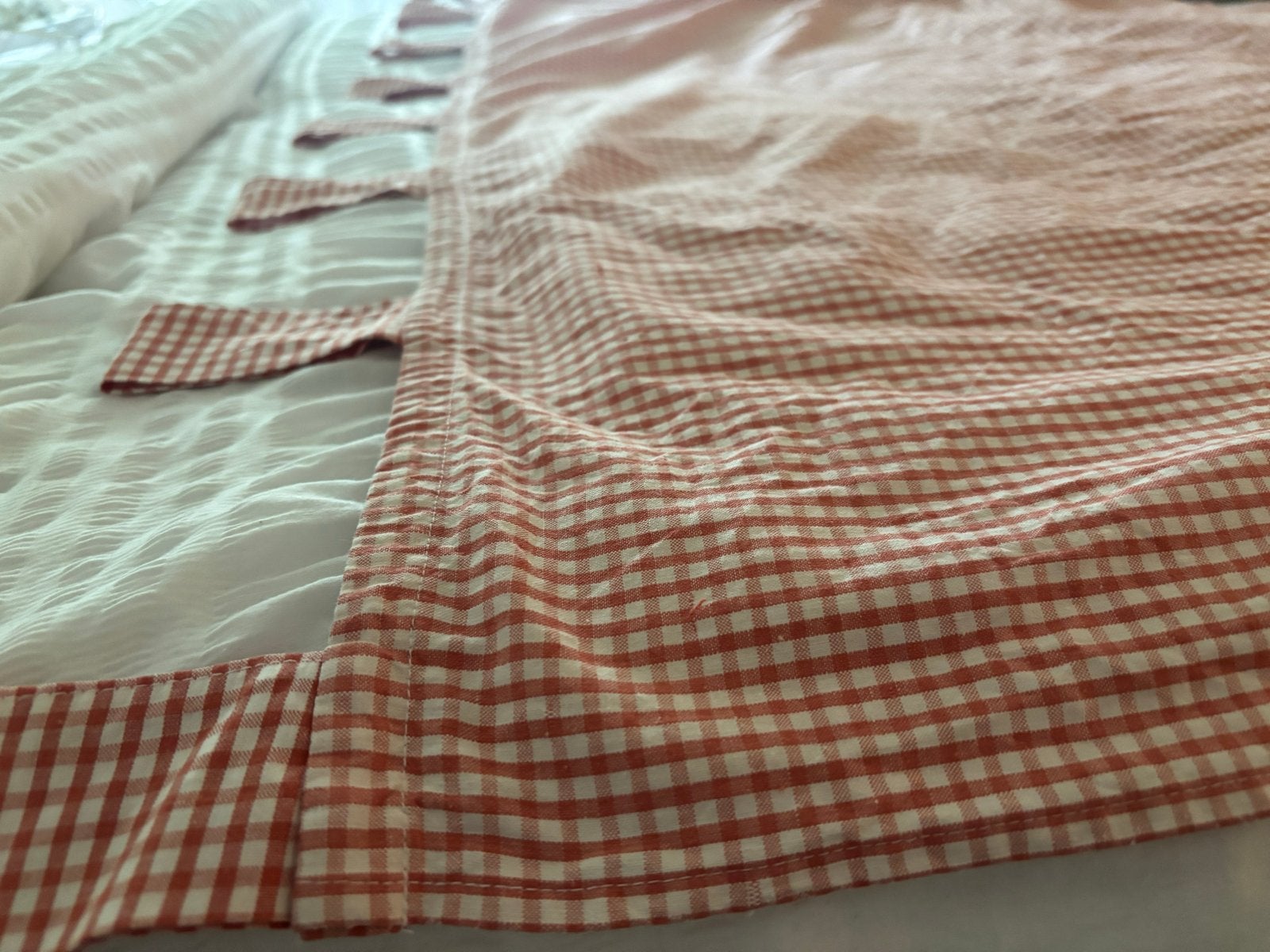 Geblokte / Gingham Vitrage Gordijnen, Ophalen of Verzenden, Gebruikt, Rood