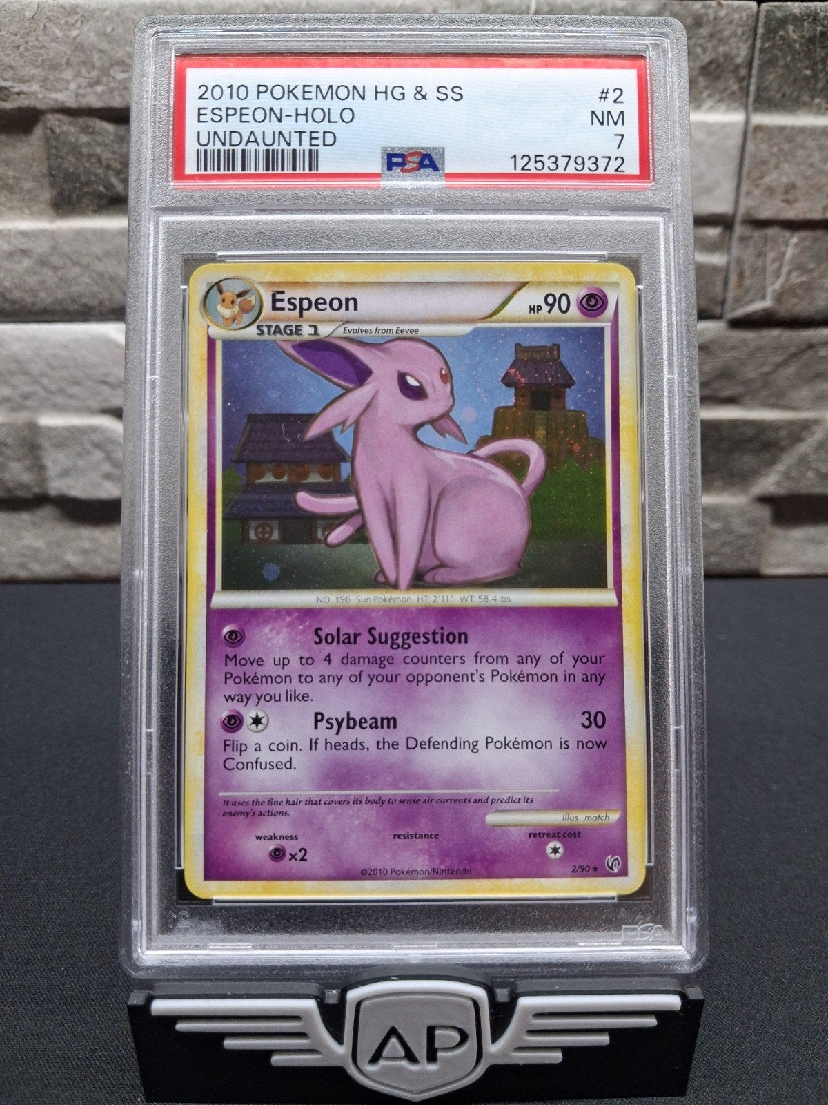2010 Pokémon Espeon Holo Undaunted PSA 7 NM, Ophalen of Verzenden, Zo goed als nieuw, Losse kaart