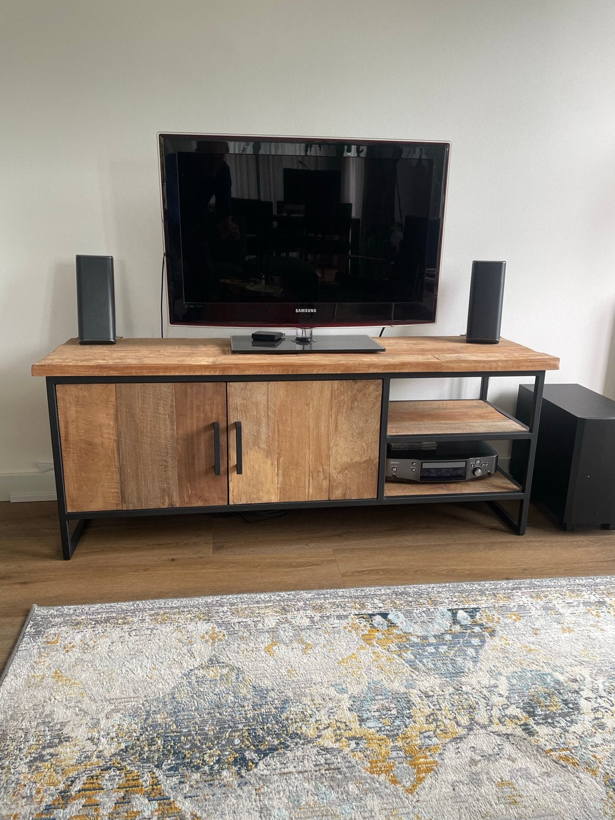 TV-meubel Beam Recycled Teakwood 140x40x55 cm, Ophalen, 100 tot 150 cm, Teakhout, Zo goed als nieuw