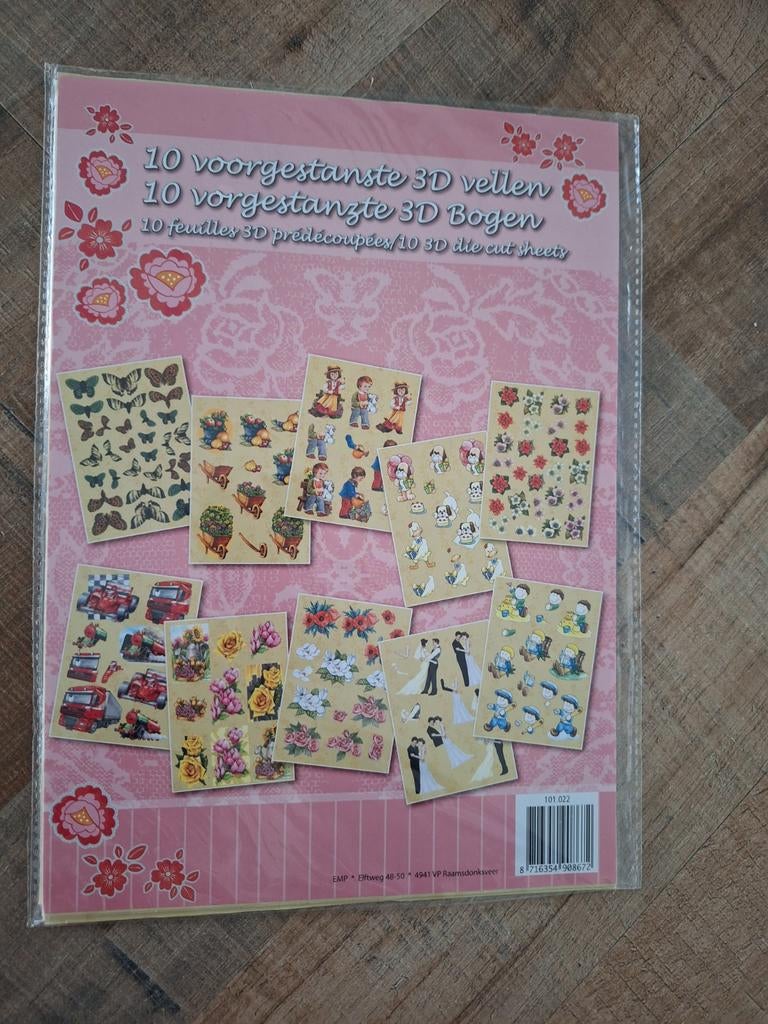 10 voorgestanst 3D vellen - Stickers en Plaatjes, Ophalen of Verzenden