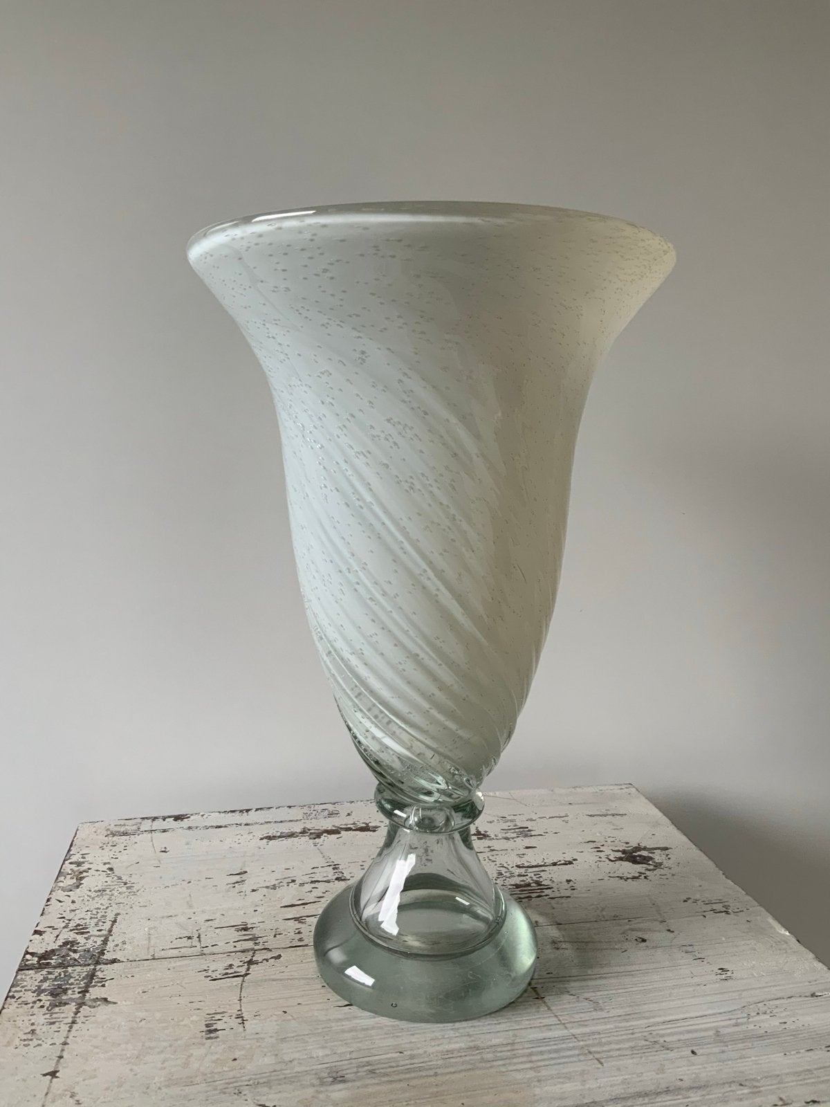 Grote vintage Murano glazen vaas met spiraaldecor, Ophalen