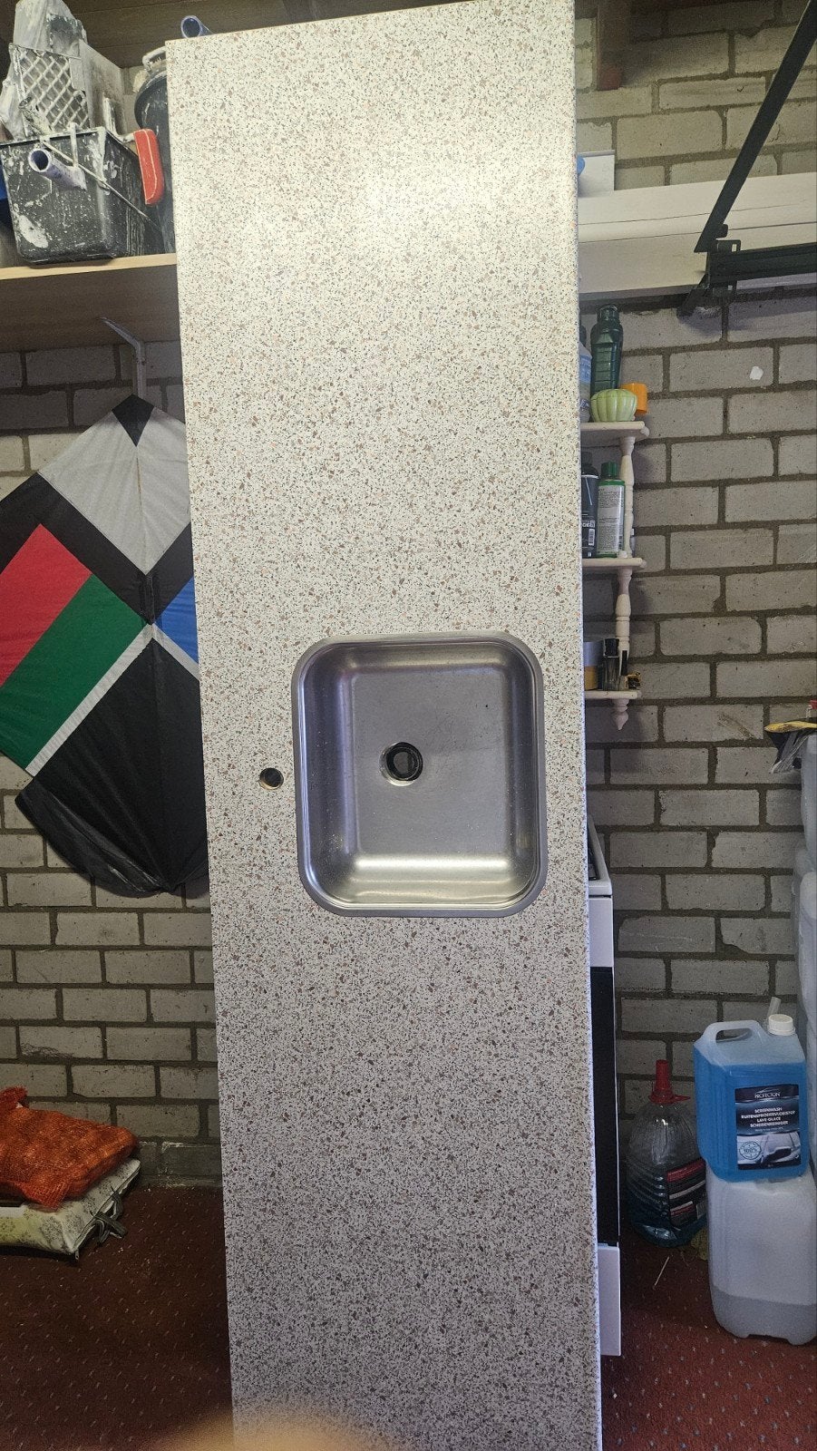 Aanrechtblad met spoelbak 220x60 cm, Ophalen of Verzenden, Metaal, Meerkleurig, Overige typen