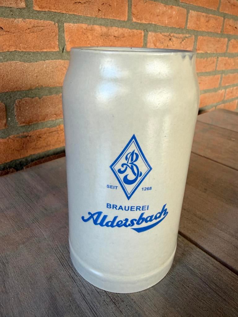 Porseleinen bierpul 1 liter Brauerei Aldersbach, Verzamelen, Biermerken, Ophalen of Verzenden, Zo goed als nieuw, Pul(len), Overige merken