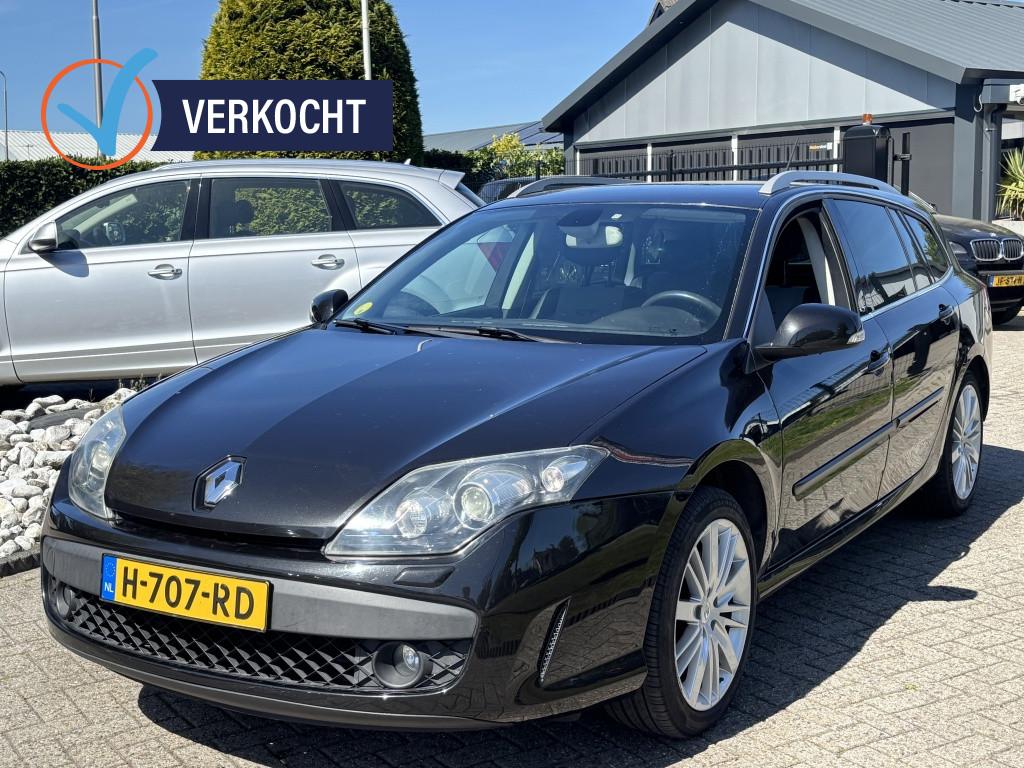 Renault Laguna Estate 2.0 16V GT Benzine Trekhaak 2009 Zwart, Gebruikt, Zwart, 4 cilinders, Leder en Stof
