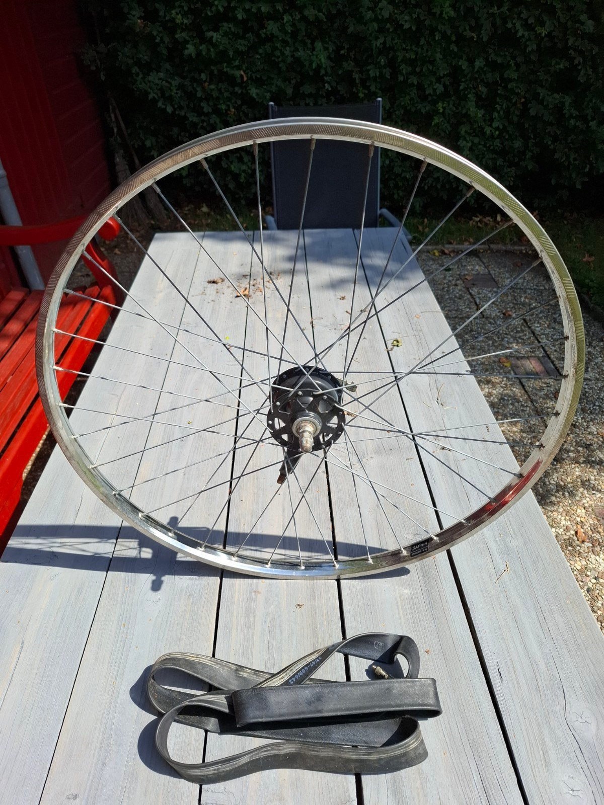 RVS Voorwiel 28" met Trommelrem - Saphir Stainless 18/10, Fietsen en Brommers, Fietsonderdelen, Gebruikt, Saphir, Staal, Stadsfiets