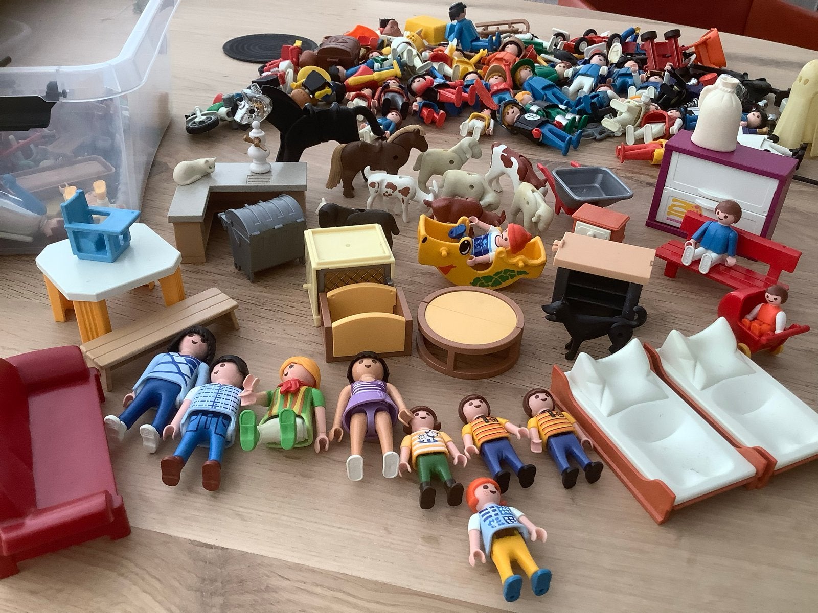 Grote partij Playmobil: poppetjes, boerderijdieren en meer, Gebruikt, Losse onderdelen, Ophalen of Verzenden, Country