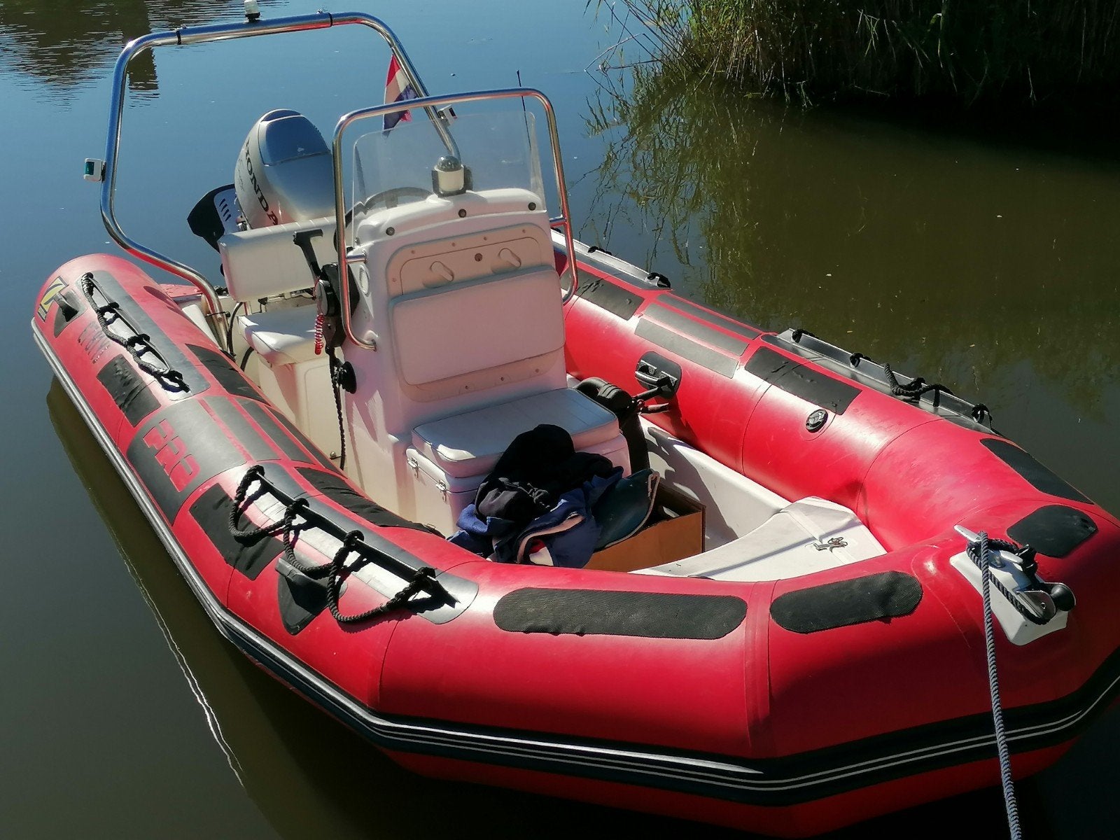 Zodiac Pro met Honda 50pk, Watersport en Boten, Rubberboten, Ophalen, Aluminium, Zodiac, Afdekzeil