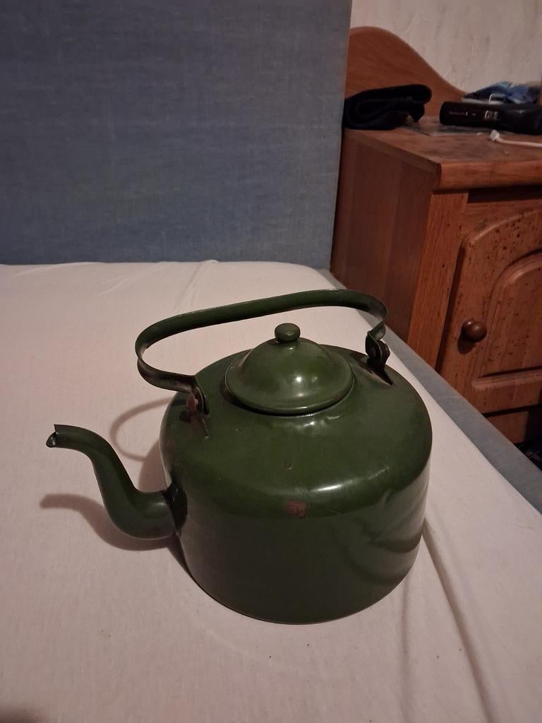Te koop groene emaile ketel., Ophalen of Verzenden
