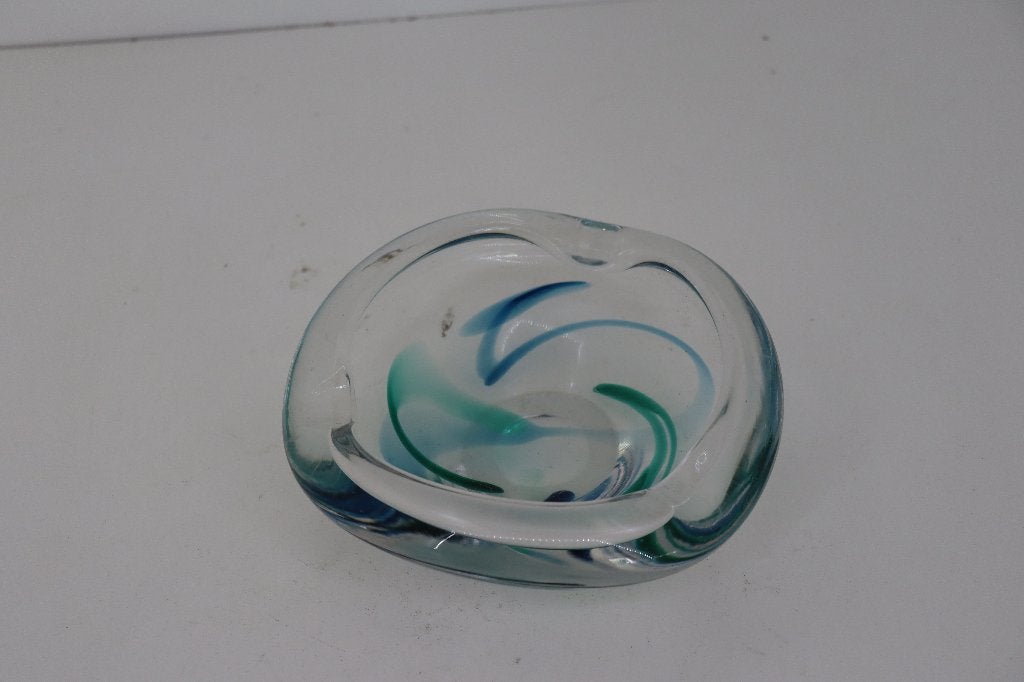 Vintage Mid-Century Glazen Asbak Schaal Murano Boheems Stijl, Ophalen of Verzenden, Zo goed als nieuw, Asbak