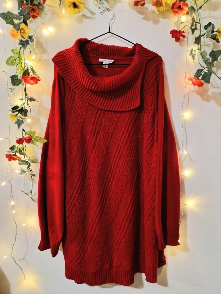 Heerlijk warme rode vintage aran gebreide coltrui, Kleding | Dames, Truien en Vesten, Ophalen of Verzenden, Zo goed als nieuw