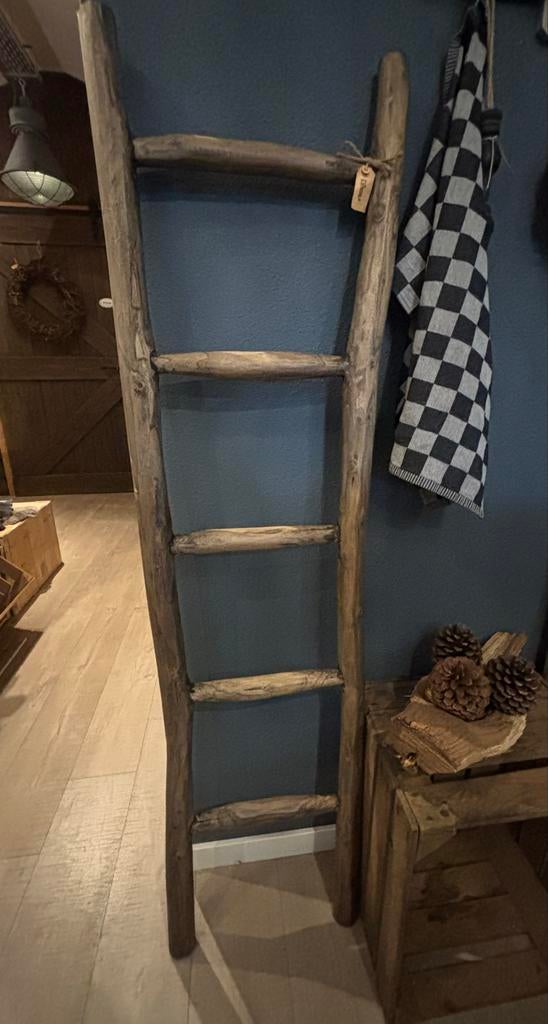 Houten Decoratie Ladder met Spots, Doe-het-zelf en Verbouw, Ladders en Trappen, Ophalen, Nieuw, Ladder, Minder dan 2 meter