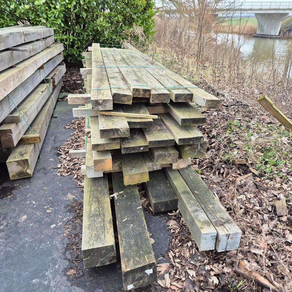 Partij Eiken Balken, Doe-het-zelf en Verbouw, Hout en Planken, Ophalen, Gebruikt, Eiken, Balk
