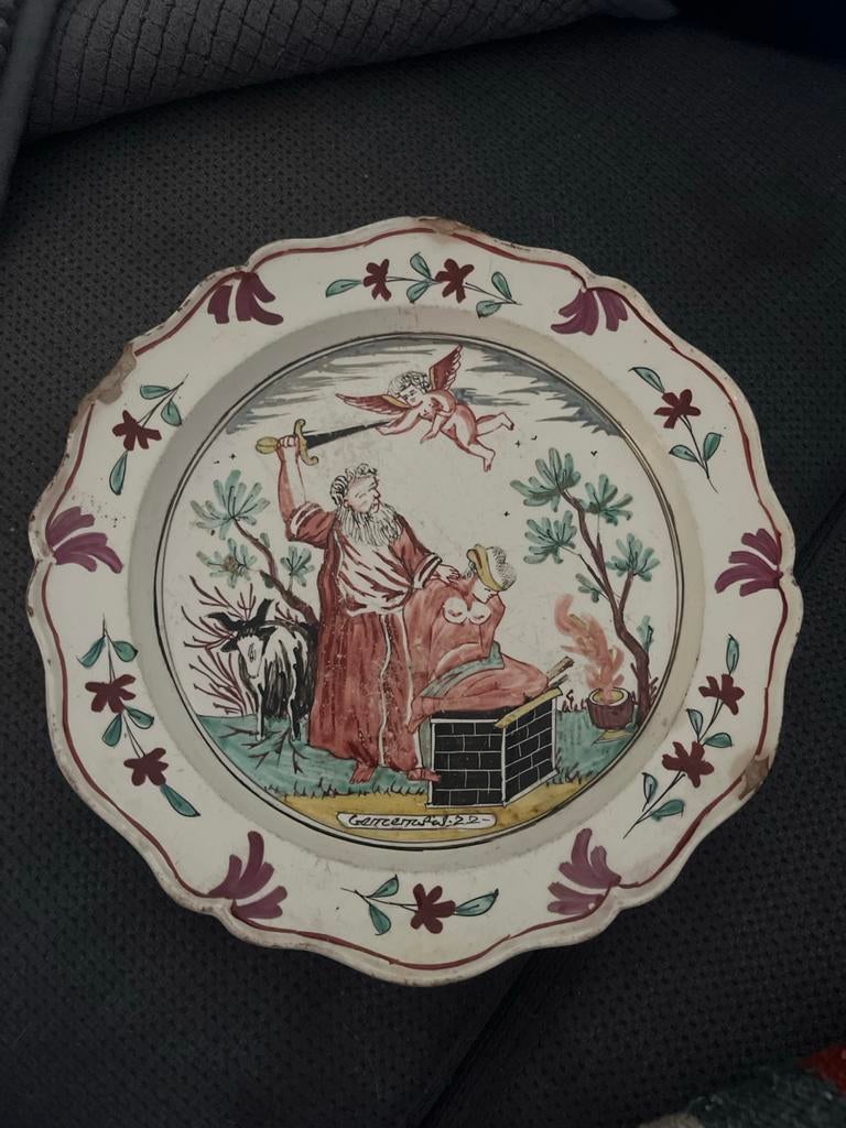 18e eeuws bijbel bord, Antiek en Kunst, Antiek | Keramiek en Aardewerk, Ophalen of Verzenden