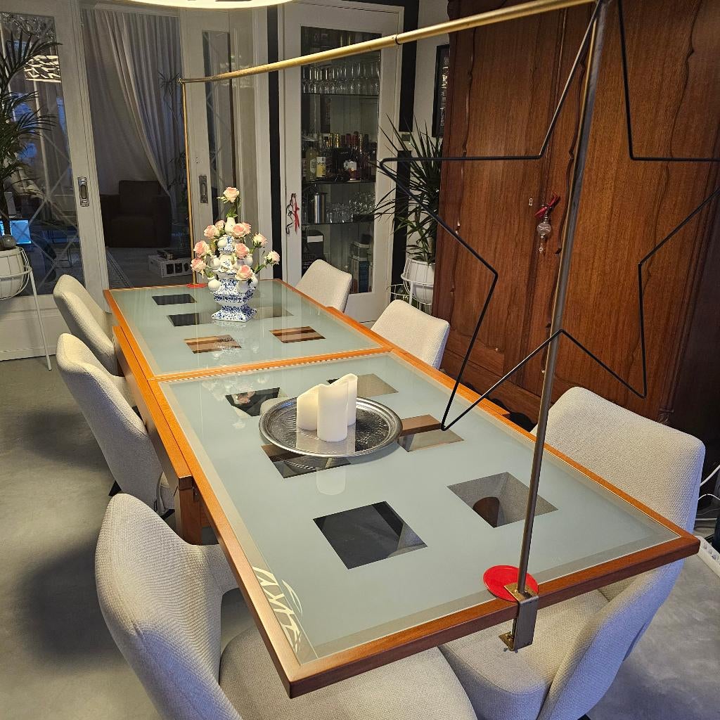 Design uitschuifbare eetkamertafel Calligaris Bon Ton., Huis en Inrichting, Tafels | Eettafels, Gebruikt, 200 cm of meer, Vijf personen of meer