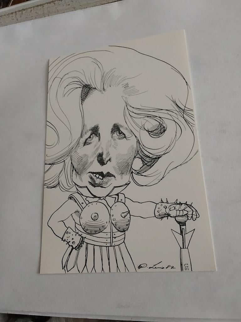 MARGARET THATCHER.  by David Levine. 1982, Verzamelen, Ansichtkaarten | Themakaarten, Ophalen of Verzenden, 1980 tot heden