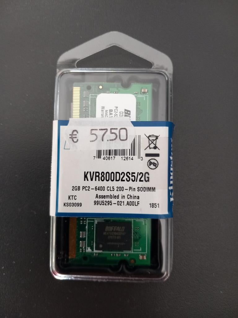 2GB DDR2 SODIMM Geheugen nieuw, Computers en Software, RAM geheugen, Gebruikt, Ophalen of Verzenden, DDR2, 2 GB