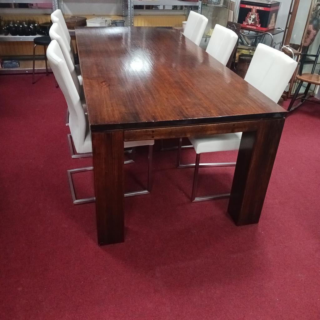 Teak eettafel - 100x220 cm - Goede staat, Huis en Inrichting, Tafels | Eettafels, Ophalen, N, Teakhout, 200 cm of meer