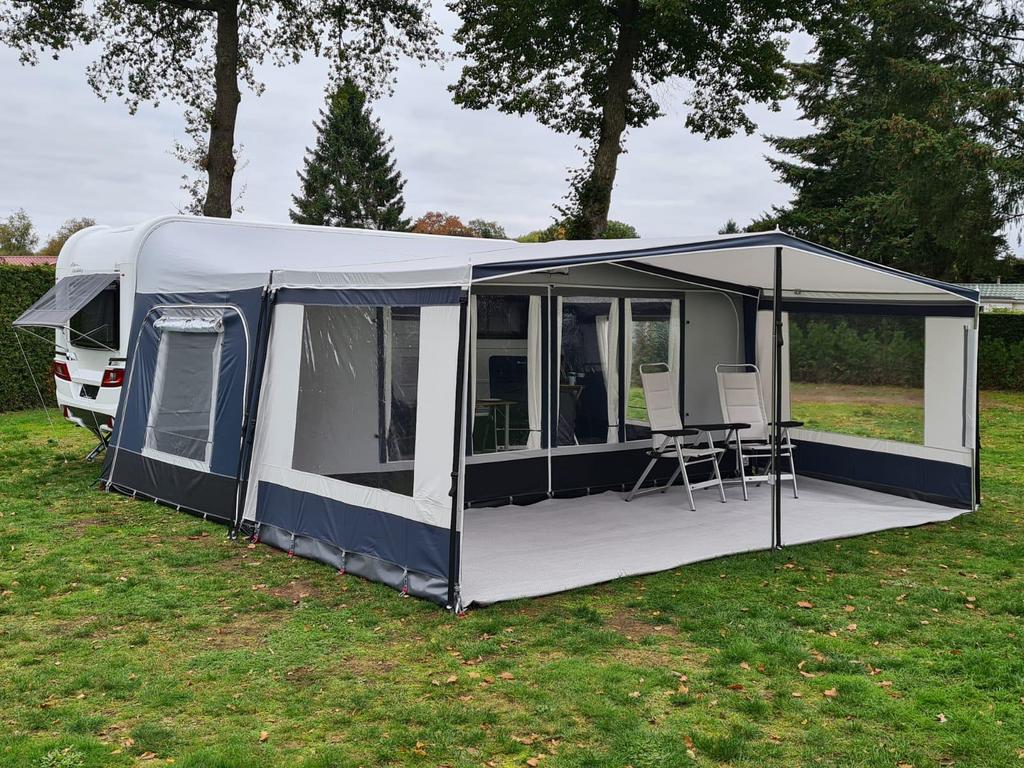 AANBIEDING!! nieuwe voortentluifels grijs met blauw, ., Nieuw, Ophalen of Verzenden, Reijnders kampeergemak