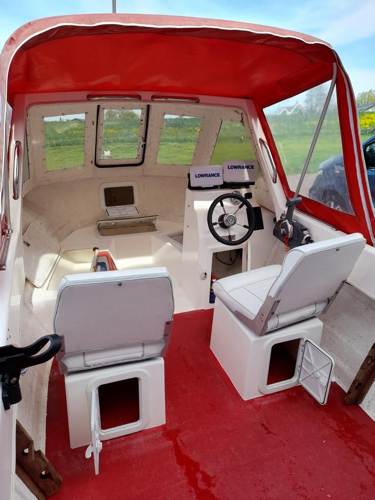 Visboot Warrior 165 75pk en 4pk hulpmotor en trailer., Watersport en Boten, Vis- en Consoleboten, Zo goed als nieuw, Ophalen, 70 pk of meer