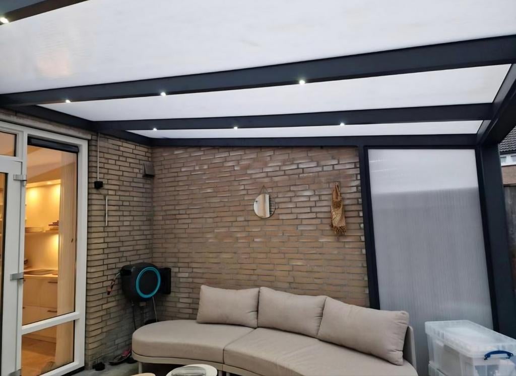 Veranda overkapping inc led verlichting 500x420, Tuin en Terras, Overkappingen, Zo goed als nieuw, Veranda, Ophalen
