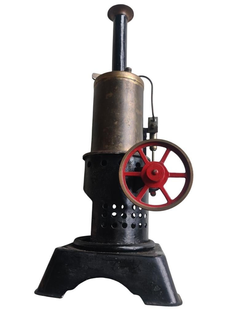 Zeldzame 32 cm hoge antieke vertikale stoommachine, Antiek en Kunst, Antiek | Speelgoed, Ophalen of Verzenden