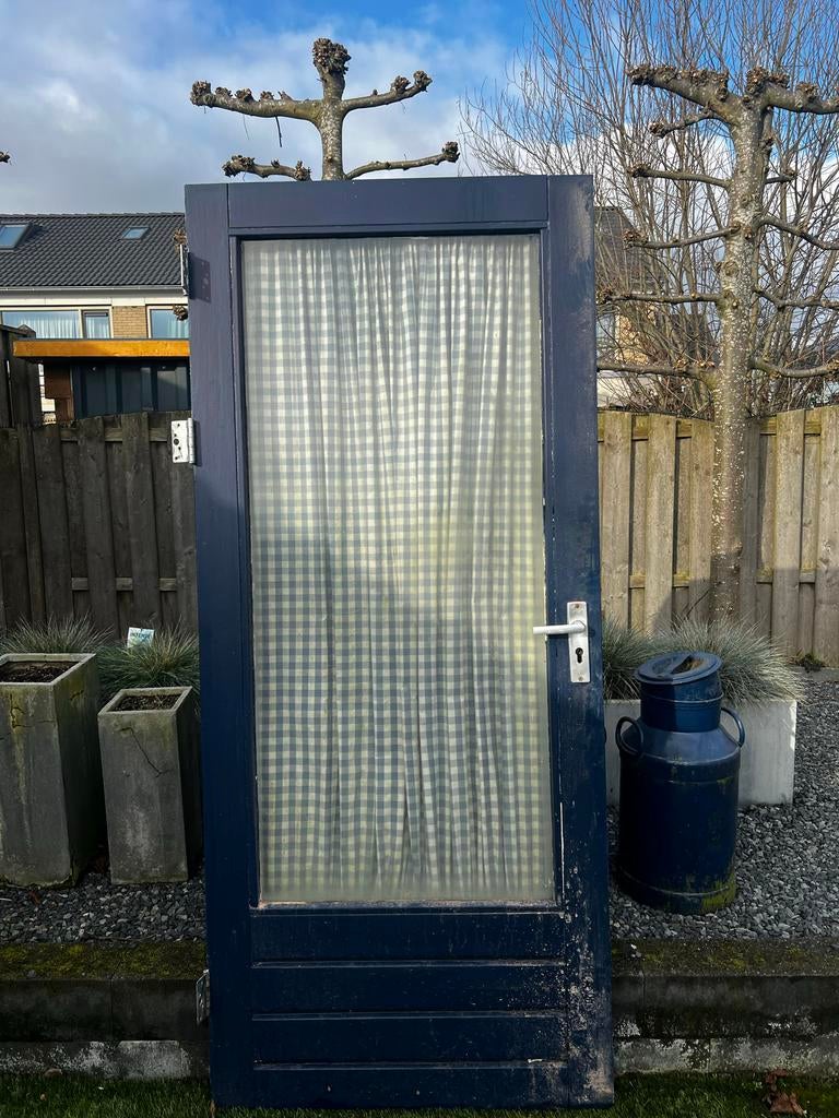 Buitendeur met plexiglas., Doe-het-zelf en Verbouw, Deuren en Horren, Ophalen, Gebruikt, 80 tot 100 cm, Buitendeur