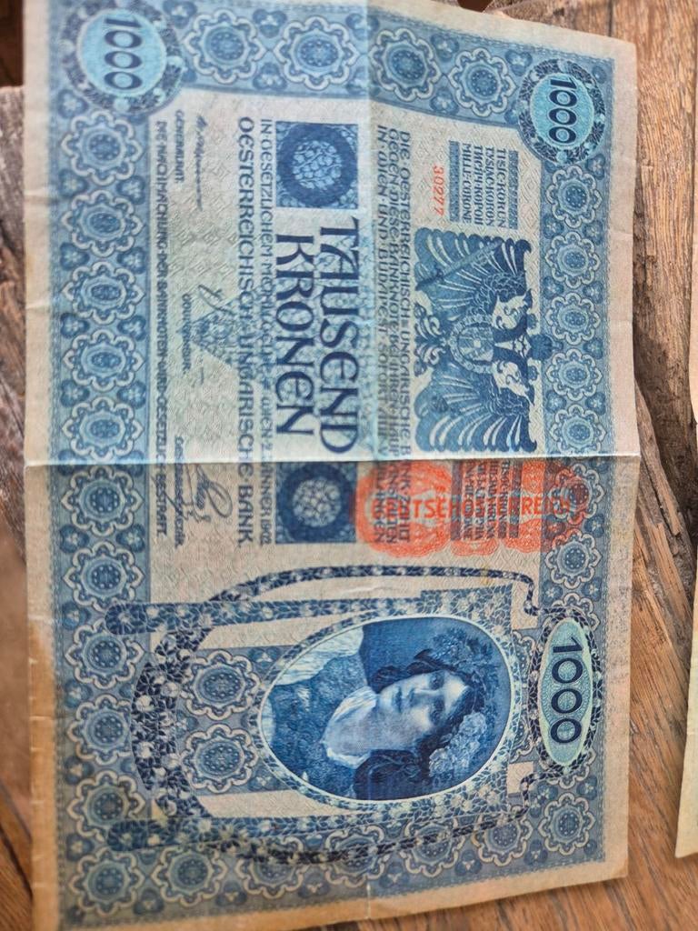 Oude bankbiljetten: Duitsland, Oostenrijk, Hongarije, Ophalen of Verzenden, Duitsland, Los biljet