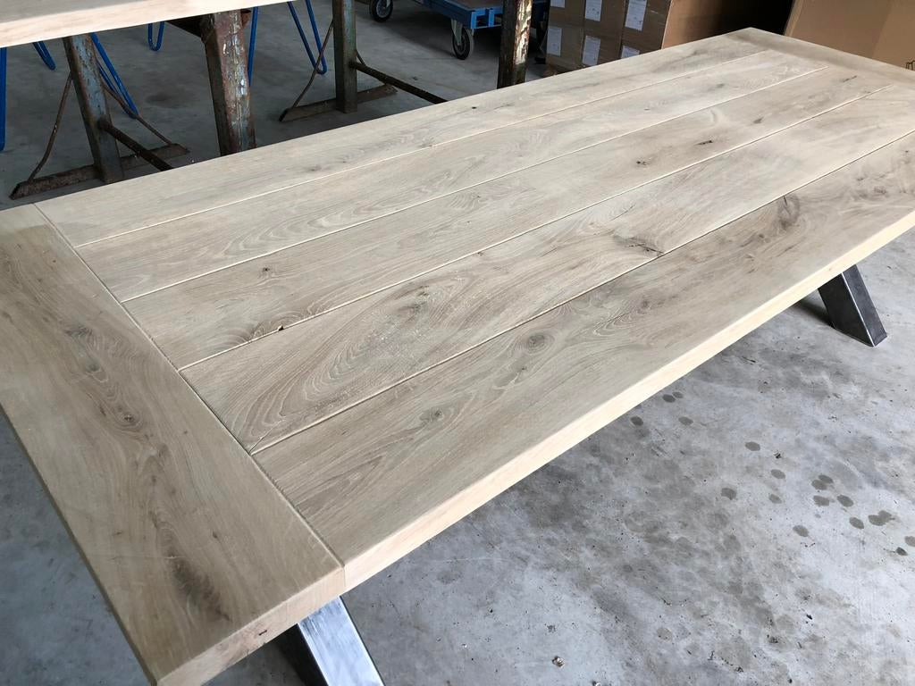 Mooie industriele massief eiken klooster tafels, Huis en Inrichting, Tafels | Eettafels, 100 tot 150 cm, Eikenhout, Ophalen of Verzenden