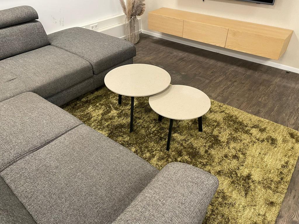Composiet natuursteen  salontafel bijzettafel 50 & 60 cm, Verzenden, Nieuw, Rond, Minder dan 55 cm