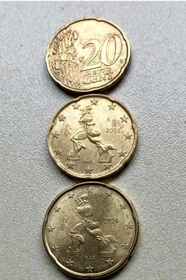 3 x € 0,20 ITALIË 🇮🇹 ~ 2002 en 2024, Ophalen of Verzenden, Italië, Overige waardes, Setje