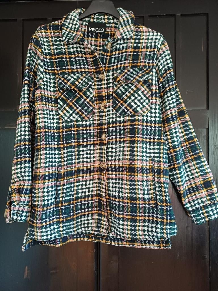 Pieces houthakkers geblokte blouse maat S z.g.a.n., Kleding | Dames, Pieces, Ophalen of Verzenden, Zo goed als nieuw, Maat 36 (S)