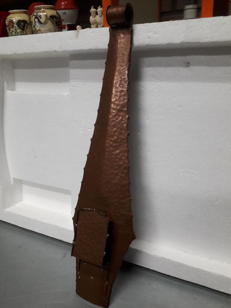 ANTIEKE AMSTERDAMSE SCHOOL HAMERSLAG LUCIFERHOUDER lang 36cm, Ophalen of Verzenden, Koper