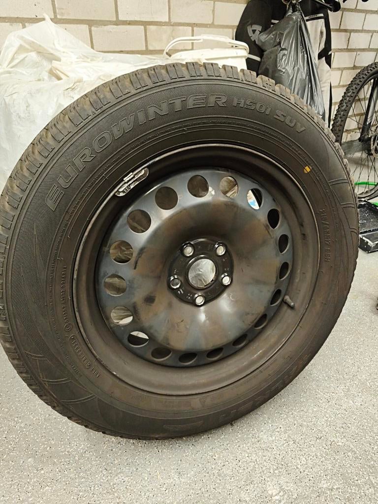 215-65-R17 4 Winterbanden met velg 7mm  steekmaat 5x112, Ophalen, Gebruikt, 16 inch, Banden en Velgen