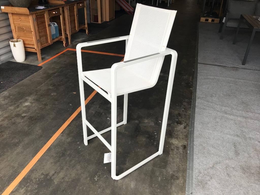 Barkruk Wit Aluminium/Textileen Stapelbaar, Ophalen, Nieuw, Aluminium, Stapelbaar