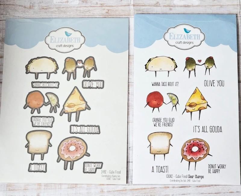 Elizabeth Craft Designs - Cute Food stamps + dies, Ophalen of Verzenden, Nieuw, Clearstamp