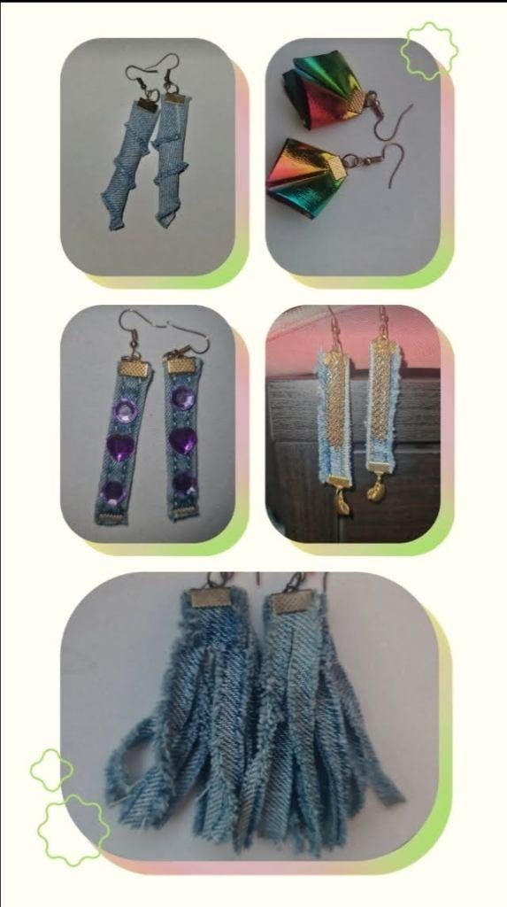 Jeans oorbellen als valentijnscadeau, Ophalen of Verzenden, Nieuw, Blauw, Overige materialen