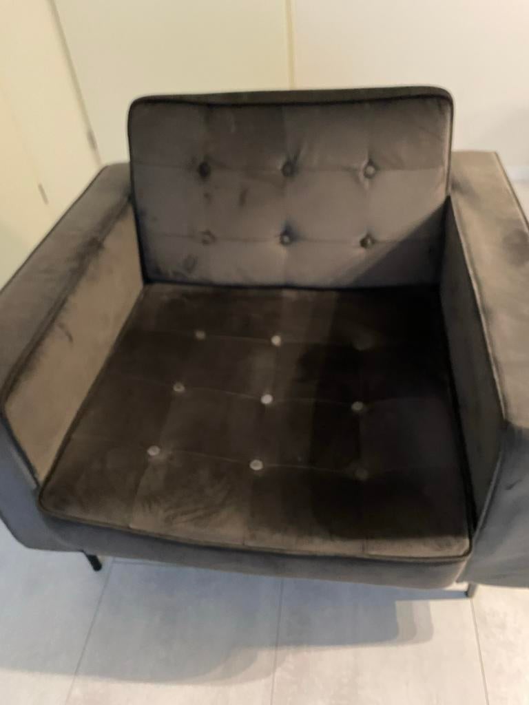 PTMD Fauteuil Velvet Grijs, Ophalen, Gebruikt, Stof, 75 tot 100 cm