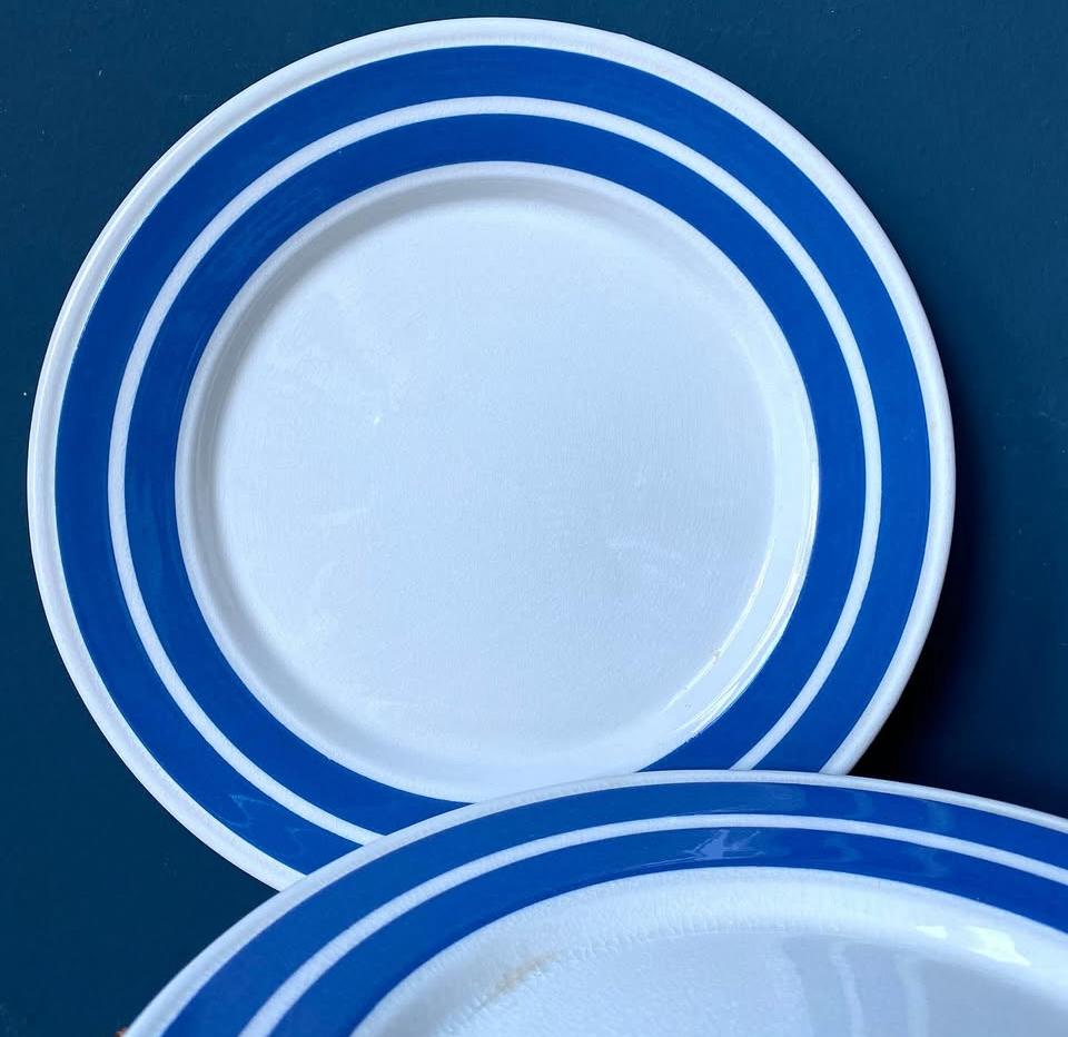Staffordshire Potteries set van 6 vintage gestreepte borden, Huis en Inrichting, Keuken | Servies, Ophalen of Verzenden, Zo goed als nieuw
