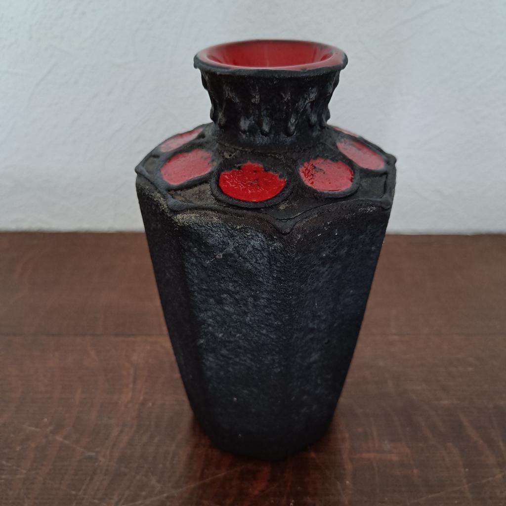 Vintage keramiek lava vaas 23,5cm hoog., Antiek en Kunst, Antiek | Keramiek en Aardewerk, Ophalen of Verzenden