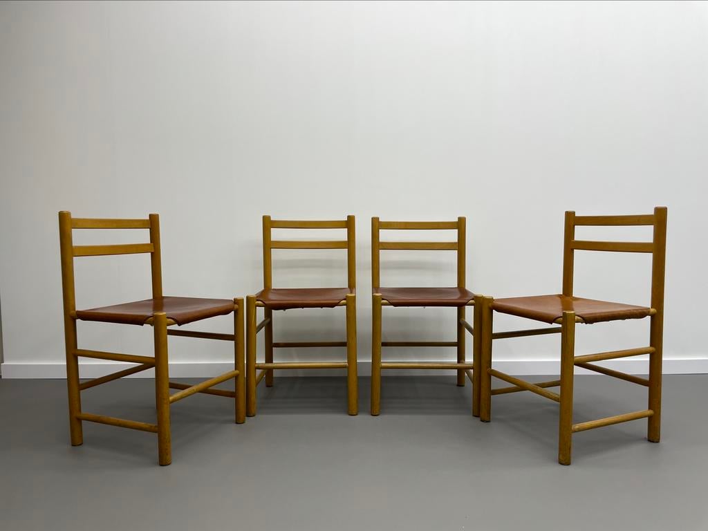 4 x Ate van Apeldoorn Stoelen, Huis en Inrichting, Stoelen, Ophalen, Gebruikt, Bruin, Leer