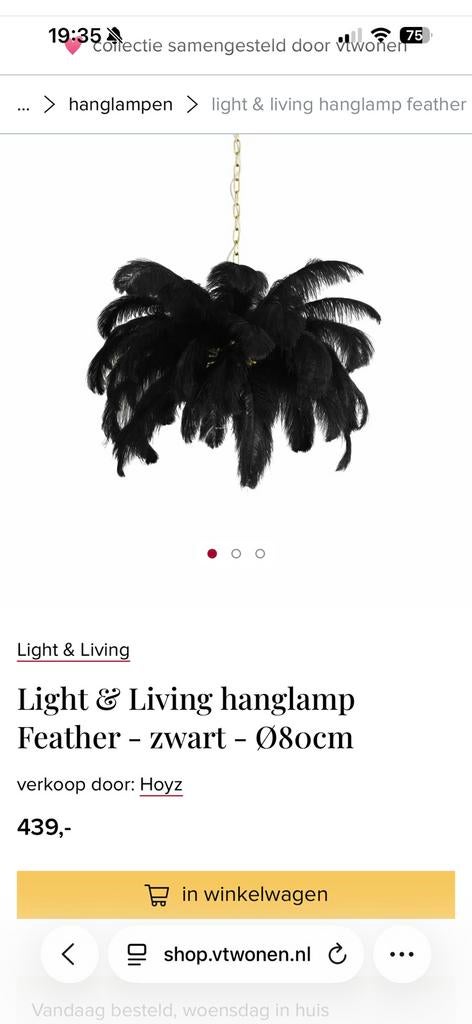 Light & Living hanglap met veren, Ophalen of Verzenden, Zo goed als nieuw