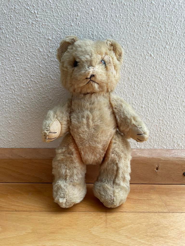Vintage teddybeer – mohair – glazen ogen – origineel, Verzamelen, Beren en Cherished Teddies, Ophalen of Verzenden, Gebruikt, Stoffen beer