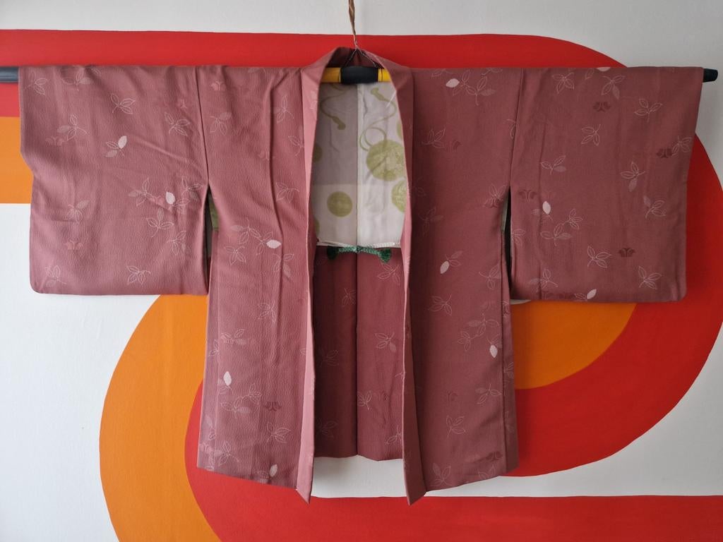 Authentieke vintage Japanse oudroze haori (kimono jasje), Ophalen of Verzenden