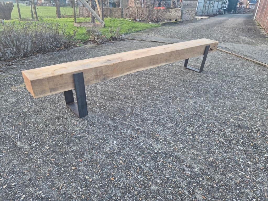 Op gewenste maat! - Gave tuinbank! Eikenhouten biels, Ophalen of Verzenden, Nieuw, Hout