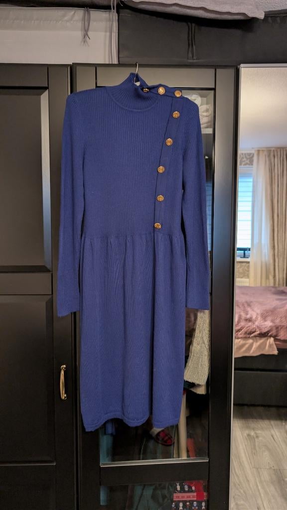 Italiaanse wollen jurk Luisa Spagnoli - Maat L, Kleding | Dames, Jurken, Blauw, Maat 42/44 (L), Ophalen of Verzenden, Zo goed als nieuw