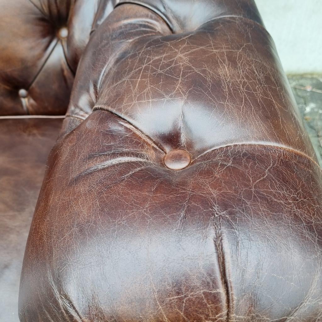 XL Chesterfield bank vintage bruin leer + BEZORGING GRATIS, Huis en Inrichting, Banken | Bankstellen, ., Chesterfield, Nieuw, Ophalen of Verzenden